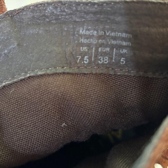 Aldo Kycia Chestnut Brown Suede Fringe Trim Boho Ankle Boot 7.5 - Picture 5 of 6